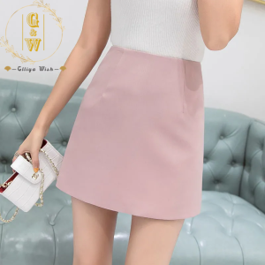 Glliya Wish Women Skirt High Waist A-line Skirt Korean Casual Style Plus Size Above Knee Length Skirt
