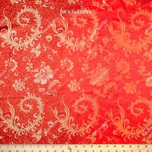 ผ้าไหมจีน ผ้าตรุษจีน ลายดอกกุหลาบ และดอกไม้จีน หน้ากว้าง 36 นิ้ว ผ้าเมตร ผ้าหลา