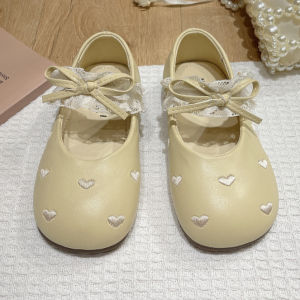 Girls Love Mary Jane Small Leather Shoes Lace Bow Princess Shoes Baby Soft Sole Pumps