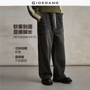 Giordano Men Moustache effect cargo denim pants Free Shipping 18115706