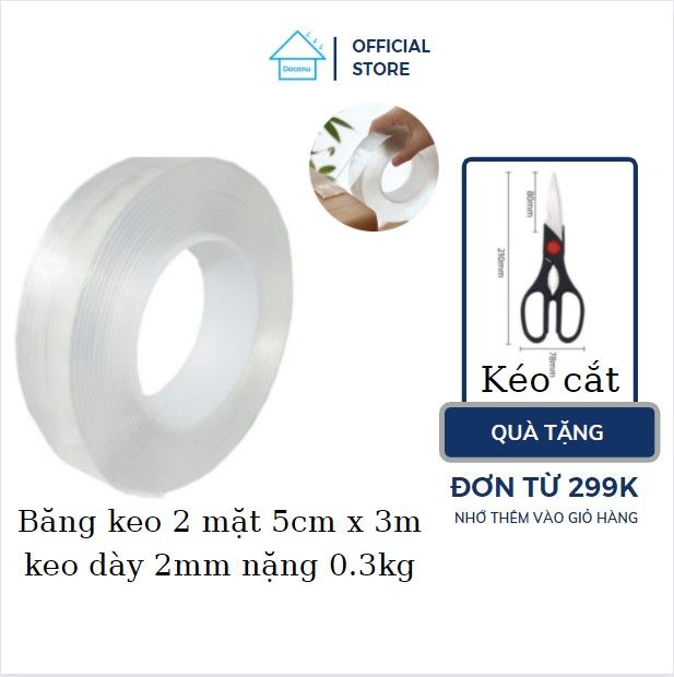 [HCM]Băng keo siêu dính 2 mặt dán tường  5cm x 3m  DOCONU. Băng keo siêu dính hai mặt băng keo trong 2 mặt băng keo hai mặt siêu dính băng keo 2 mặt siêu dính trong suốt miếng dán 2 mặt [CAM KẾT BẢO HÀNH]