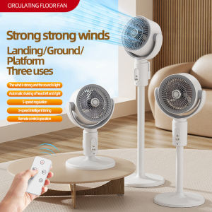 Air Circulation Stand Fan Adjustable Floor/Desk Fan Power Saving Quiet Motor 5 Speeds Strong Wind  Easy Clean Remote Control For Home