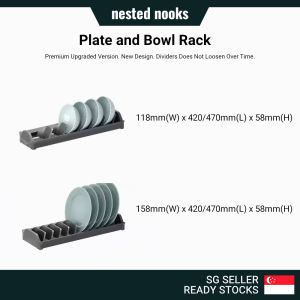 Premium Upgraded Aluminium Plate Dish Bowl Adjustable Rack Divider Inserting Stacking Plates Holder Cabinet Drawer Organizers