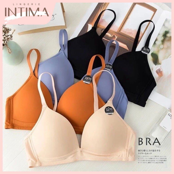 Women's Wireless Push-Up Bra And Briefs Set, Thin Solid Color