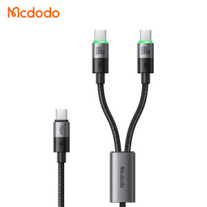 Mcdodo Type-C to USB-C+Type-C 100W 2-in-1 Cable For laptop Tablet Apple Huawei LenovoXiaomi Microsoft Dell HP Asus For iPhone 15 16 Pro Max Samsung S23 S24