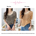 Áo len mongtoghi nữ cổ tròn cộc tay lỡ form dáng rộng phong cách hàn quốc hàng dệt kim montergy Quảng Châu AL15. 