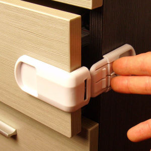 1/2 Piece Double Snap 90 Degree Right Angle Baby Protection Lock Safety Wardrobe Door Furniture Drawer Accessories