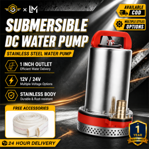 sumione12V/24V DC Stainless Steel Submersible Deep Well Water Pump 1-Inch Outlet for Farm Irrigation Pond Pool Drainage