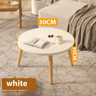 Round Table Coffee Tea Simple Mini Living Room Small Wood Table Corner Nordic Sofa Kopu Side Table/study table/Bedroom study table/Meja sisi katil