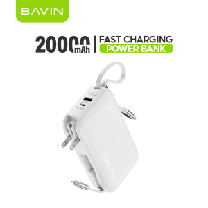 BAVIN PC1215 2-in-1 10000mAh / 20000mAh Portable 35W PD Fast Charging Powerbank w/AC Plug & Built-in Type-C + iPh Cables