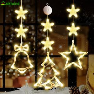 Christmas Curtain Light Battery Operated 3 Pack LED Sucker Lamp with Suction Cup (K)