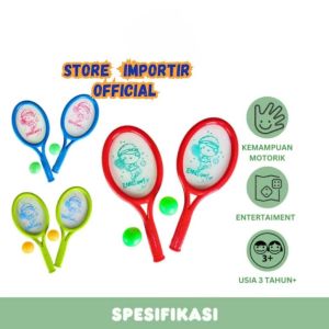 UKURAN KECIL | Mainan Satu Set Raket Tenis OCT 531 Isi 2 PCS Kemasan Jala | Mainan Edukasi Anak Terbaru Raket Tennis Set 2 Bola Ada Berbagai Warna | Mainan Olahraga Anak Raket Plastik Bola Tenis Murah Bahan Berkualitas