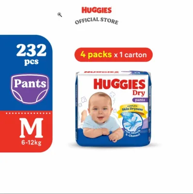 Huggies Dry Pants Diapers M58 (4 packs) - Fastest Absorbing Baby Diaper