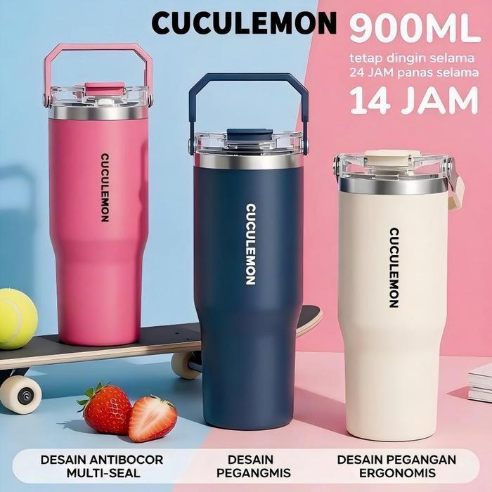 Cuculemon Tumbler Stainless Steel 1L Kapasitas BesarTermos Air Tahan 24 jam botol Kopi Vacuum,