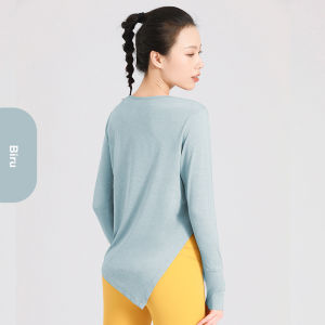 【COD】Kaos Atasan Olahraga Wanita Lengan Panjang Sport T-shirt Longgar Baju Senam Fitness Yoga Zumba