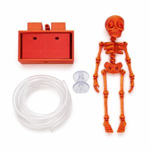 ZIAAN 3D Printed Dancing Skeleton Aquarium Bubbler Glow in Dark Air Pump Driven Movable Skeleton Fish Tank Bubbler Creative Realistic Water Wiggling Skeleton Decor Fish Landscaping