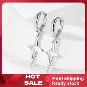 🚚【Local Express Delivery】🚚 1Pair Gothic Punk Style Alloy Drop Earrings Black Silver Color Stars Cross Simple Fashion Ear Stud For Women Men Rock Jewelry