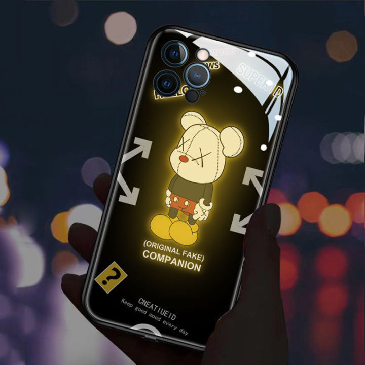 Cute Bear LED Luminous Call Light Flash Up Phone Cases For iPhone 14 Pro Max 13 12 X Xs Intelligent Smart Control Incoming Glow Cover Lazada Singapore