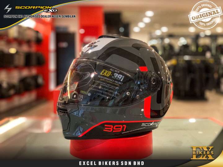 SCORPION HELMET EXO 391 AROK GREY RED BLACK SCORPION HELMET
