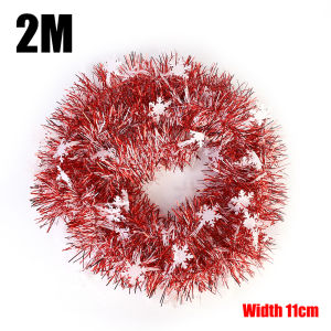 2M Red Snowflake Christmas Tinsel Garland Thicken Xmas Tree Hanging Ornaments Home Decoration New Year Party Decor
