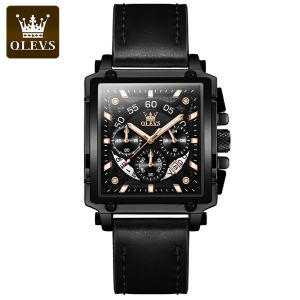 OLEVS Fashion Watch Original for Men Square Leather Quartz Watch