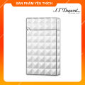 Hộp Quẹt Bật Lửa Xăng Đá Dupont Bạc Caro Vân Kim Cương DX02T Tiếng Mở Nắp Hay, Cầm Chắc Tay - Dùng Xăng Bấc Đá Cao Cấp. 