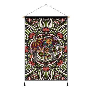 Thai Style Southeast Asian Elephant Hanging Flag Ethnic Style Homestay Hanging Cloth Hanging Painting Home Living Room Decoration Tapestry Entrance Bedroom