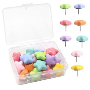 GIORGIONE 20/50Pcs 3D Pentagram Push Pins Macaron DIY Star Shape Pushpins Easy Install Creative Thumb Tacks School Stationery