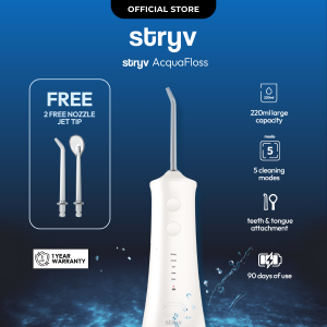 Stryv AcquaFloss | Cordless Water Flosser for Teeth & Tongue | 5 Cleaning Modes | 220ml Tank | Oral Irrigator