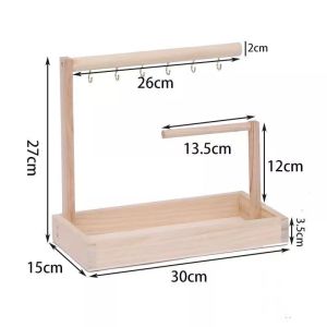 MLADEN Solid Wood Jewelry Organizer Stand Double Layer Necklace Bracelet Display Rack Anti Tangle Desk