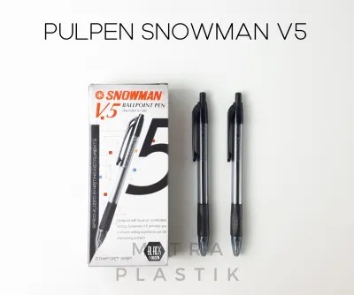 Pulpen Snowman V5 Ballpoint Hitam Pen 0.7 mm V-5