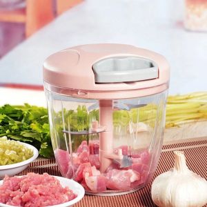 500/900ml Hand Chopper Manual Rope Food Processor With Pounding Garlic Cutting Pepper Puree Cooking Machine
