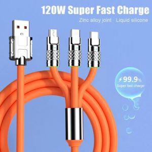 TriCharge Pro: 3-in-1 Zinc Alloy Fast Charging Cable (120W 6A) - Universal USB Protection for iPhone Micro USB and Type-C Devices