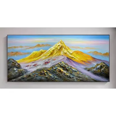Handmade oil painting Jinshan Feng Shui painting light luxury three-dimensional abstract painting with frame