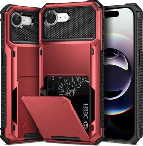 for iPhone 16e Wallet Case Up to 5 Credit Cards Holder Flip Cover Back Pocket ID Slot Dual Layer Hard Shell TPU Bumper Shockproof Protective Case for iPhone 16 Pro Max Case16 Plus Case16 case16 Pro Case15 Pro Max Case14 13 12 11
