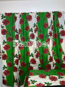 Printed Christmas Green Eve Curtain Door/Window -Half/Lababo -Valancer tela po eto per piece po