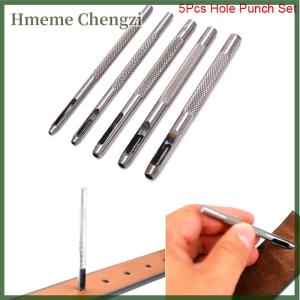 Hmeme 5Pcs Leather Round Shape Hole Punch Kit Belt Watch Band Hollow DIY Tool With Box