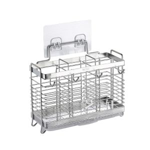 Kitchen Hanging Stainless Steel Chopsticks Spoons Fork Cutlery Holder Organizer Rack Drainer Storage