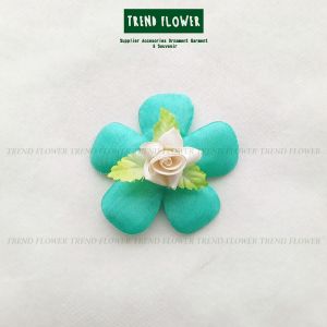 bunga daun kuning toska daun hijau dua cantik aksesoris hiasan souvenir hampers