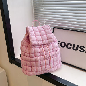 Winter Feather Shoulder Bag Ladies Fashion Commuter Backpack Large Capacity Fluffy Plaid Lightweight Travel Backpacks