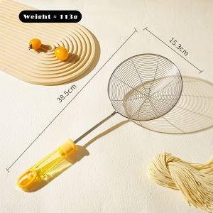 Vision Stainless Steel Food Colander Long Handle Oil Strainer Fried Food Filter Spoon Fine Mesh Noodle Strainer Leakage Scoop