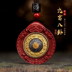 已开光 招财 朱砂项链【Ready Stock】Amulet Cinnabar Pendant Necklace Purple Gold Sand Pendants for Men and Women To Ward Off Evil and Bring Good Luck in Their Zodiac Years朱砂九宫八卦牌护身符吊坠 男女紫金砂本命年辟邪转运吉祥物吊坠