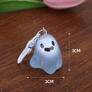 【Fairy Castle】Halloween Luminous Ghost Key Chain Cartoon Jelly Doll Phone Pendant Headphone Case Charm Bag Decor Car Key Ring DIY Accessories