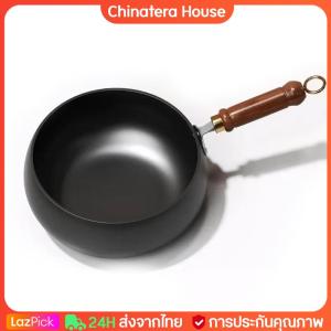 รูปร่างหน้าท้องกระทะป้องกันน้ำลวกจับหม้อทอดแบบแบนหม้อมัลติฟังก์ชั่นหม้อ 9.4 นิ้วสำหรับการเหนี่ยวนำเตาแก๊ส