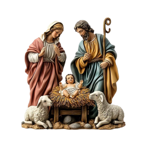 Elegant Miniature Acrylic Art Piece 2D Flat Nativity Scene Sculpture For Contemporary Homes Office Tabletop Display