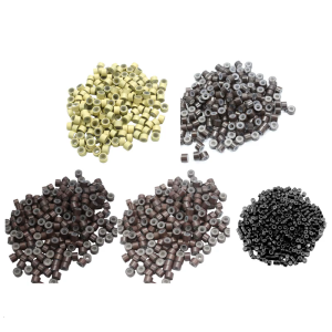 500 Pieces Hair Extension Mini Rings with Silicone Lining Practical Aluminum Beads Invisible Hair Connectors