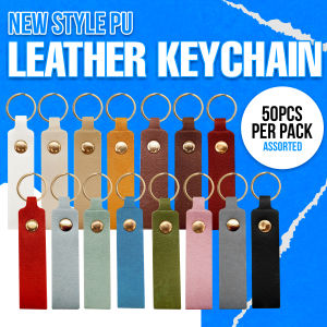 Print Digital (Random Mixed Colors) Multi-Purpose PU Leather Keychain with Strong Ring