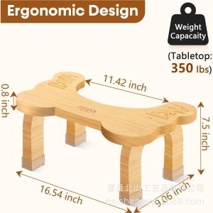 Wooden Toilet Seat Bamboo Toilet Seat Solid and Easy to Assemble Bathroom Poop Stool Leg Pad Wooden Footstool