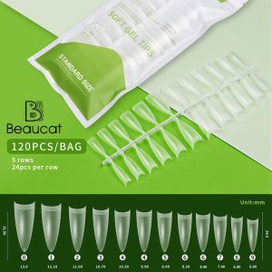 เล็บปลอม pvc 120 ชิ้น/กล่องเล็บประดิษฐ์กดบน เคล็ดลับเล็บปลอมสั้นอัลมอนด์คลุม PVC Matte clear manicure DIY