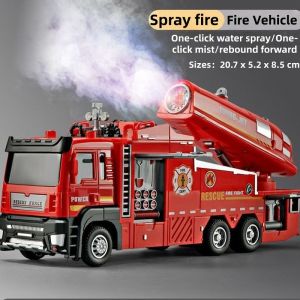Oldlaiben 1:32 Simulation Effect Water Spray Fog Fire Truck Vehicle Sprinkler Truck Rescue Engineering Truck Boy Gifts
